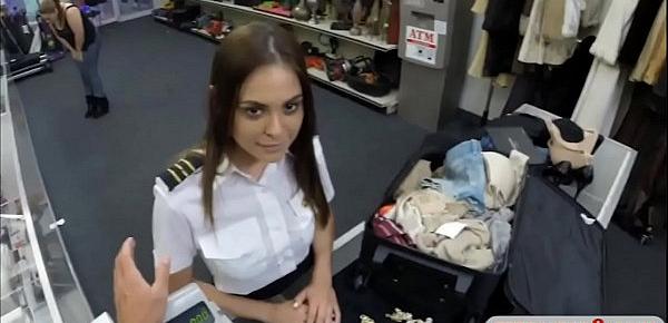  Stewardess sells her stuffs and rammed in pawnshop toilet